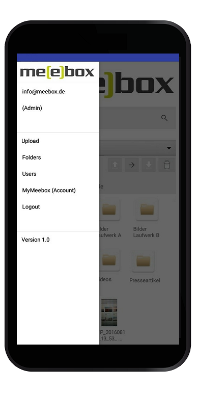 Meebox App Navigation Menu